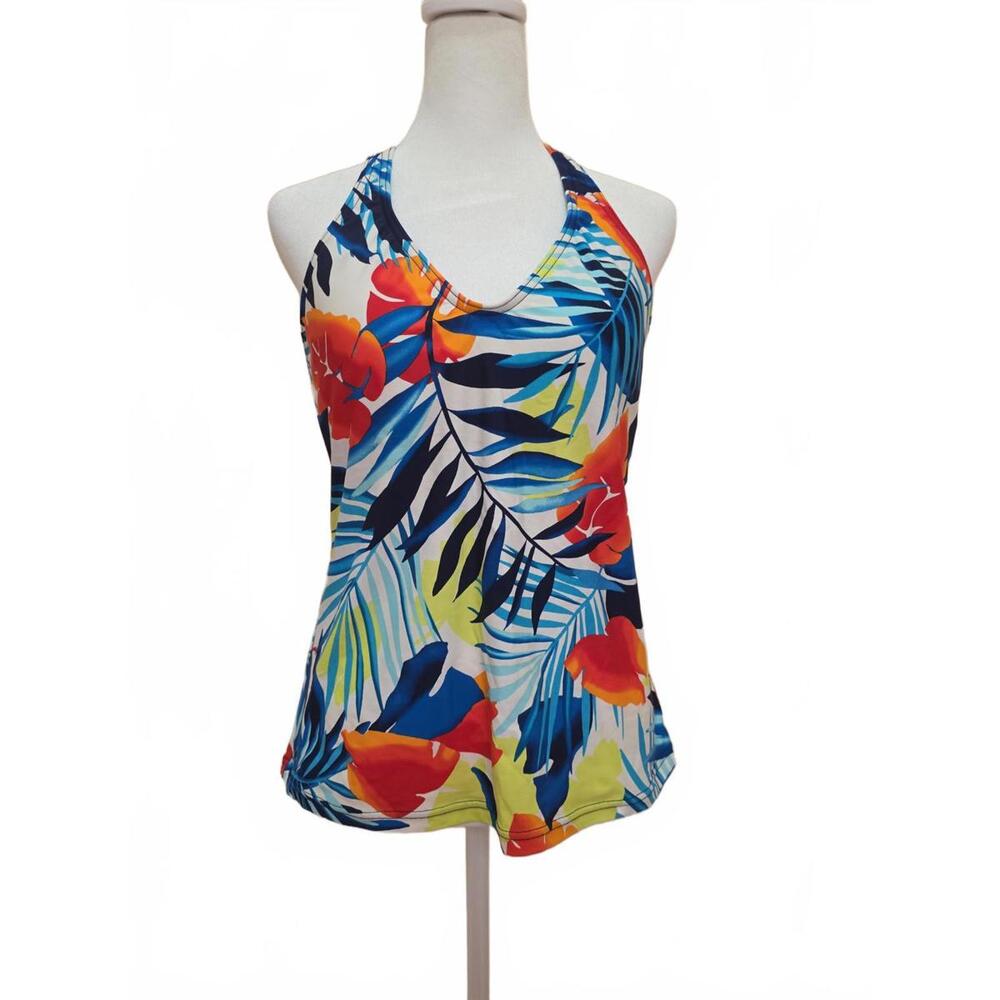 Tropical Vibes Halter Tankini Top, XL